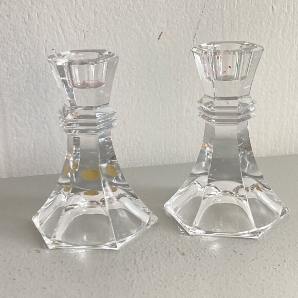 Bleikristall Vintage Lead Crystal Glass  Candlesticks 5" Candle Holders Set - Picture 1 of 8